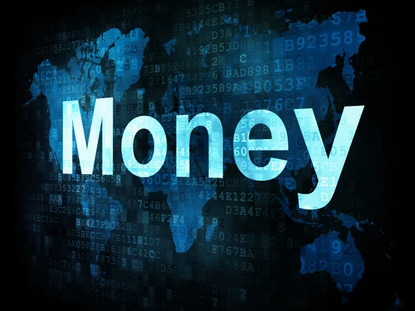 Χρήματα έννοια: pixelated λέξεις χρήματα στην ψηφιακή οθόνη — Φωτογραφία Αρχείου