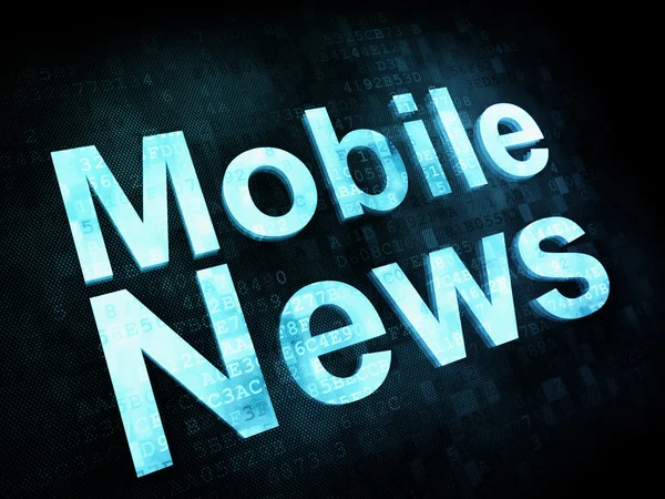Concepto de noticias y prensa: palabras pixeladas Mobile News on digital s — Foto de Stock