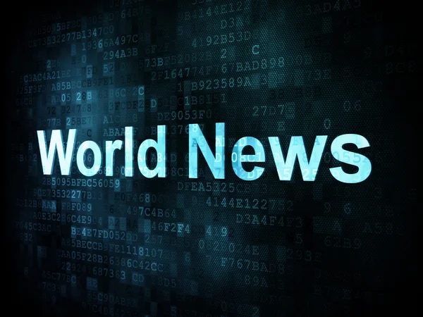 Concepto de noticias y prensa: palabras pixeladas World News on digital sc — Foto de Stock
