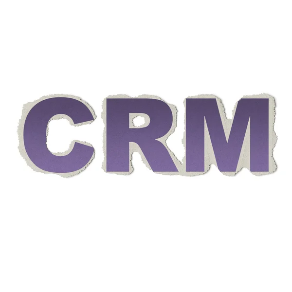 Concetto aziendale: parole vintage CRM su carta strappata — Foto Stock