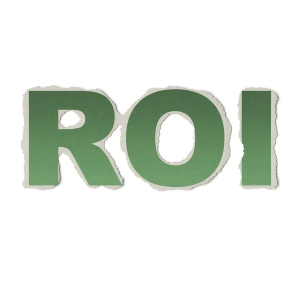 Концепция бизнеса: винтажные слова ROI на рваной бумаге — стоковое фото