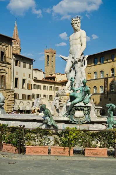 Fontana del Nettuno (fontana Neptun) a Palazzo Vecchio, Florenc — Foto Stock