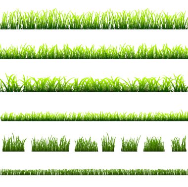 Collection of different types of green grass clipart