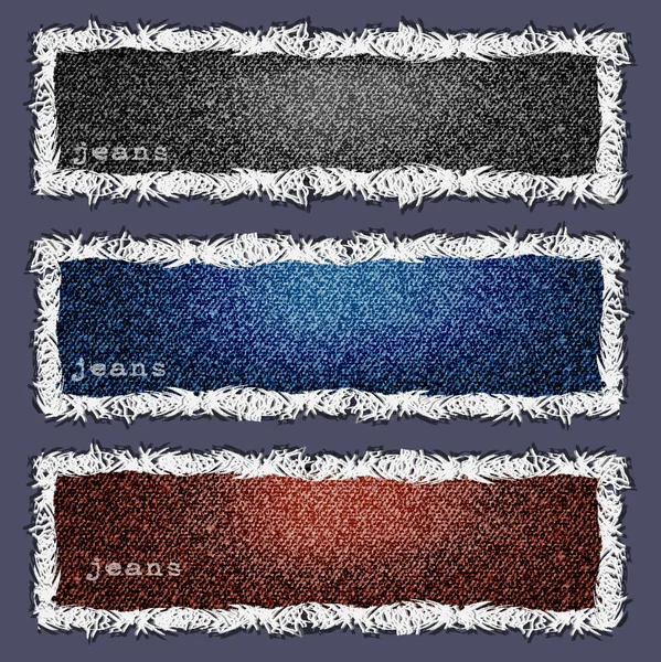 Trois bannières de texture denim — Image vectorielle
