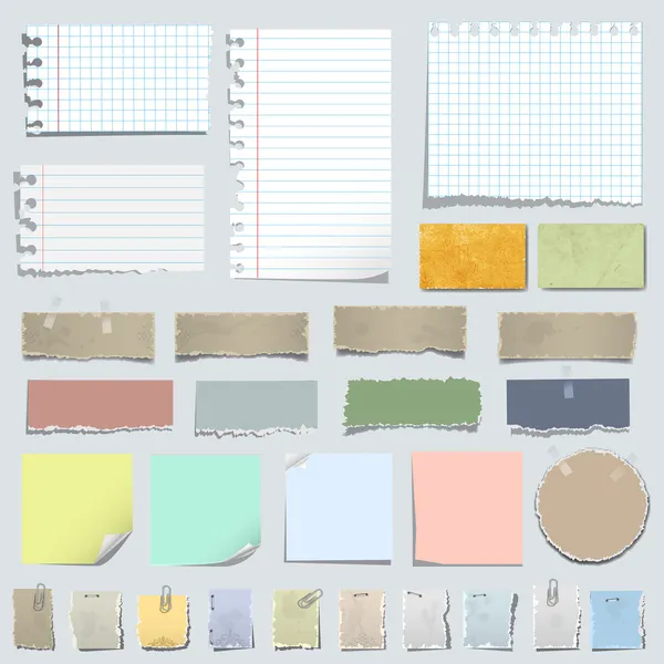 Vector set of various notes paper — Stock Vector