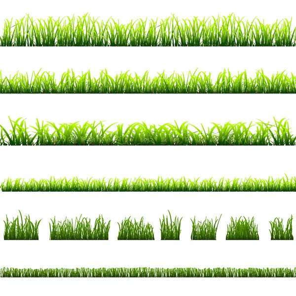 さまざまな種類の緑の草のコレクション — ストックベクタ
