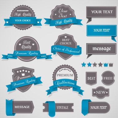 Set of vintage labels and ribbons clipart