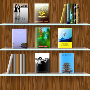 Bookshelf with books clipart