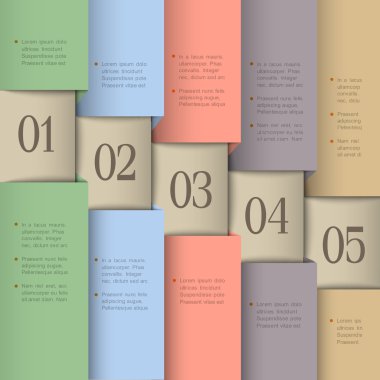 Paper numbered banners in pastel colors clipart