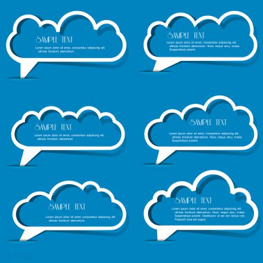 Clouds speech bubbles from paper outline clipart