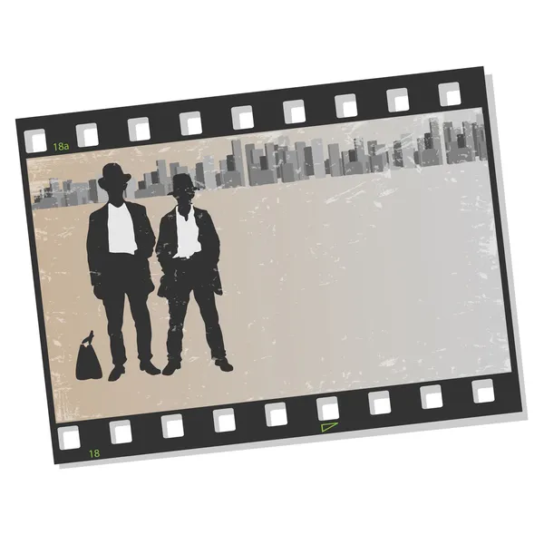 Film frame with silhouettes gangsters — Stockvector