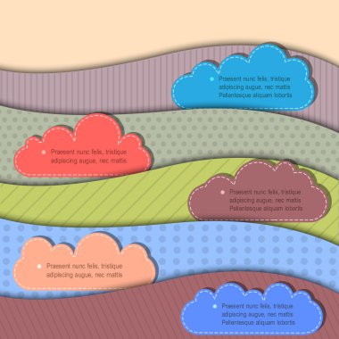 Textured paper banners with clouds for speech clipart