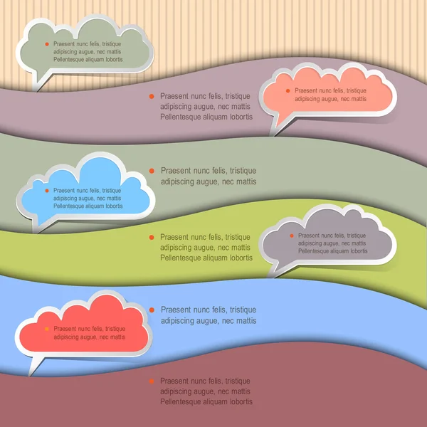 Gebogene Papierbanner mit Wolken für die Rede — Stockvektor