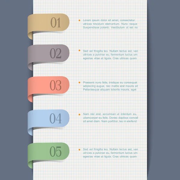 Fond moderne avec étiquettes numérotées en papier — Image vectorielle