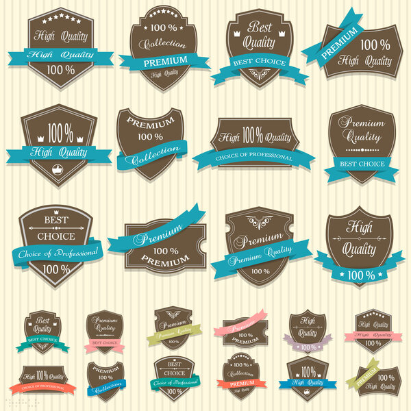 Векторная коллекция этикеток премиум качества
