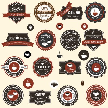 kahve etiketleri ve retro tarzı elemanları