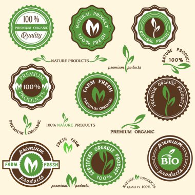 Collection of organic labels and icons clipart
