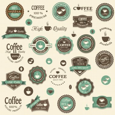 Collection of coffee labels and elements clipart