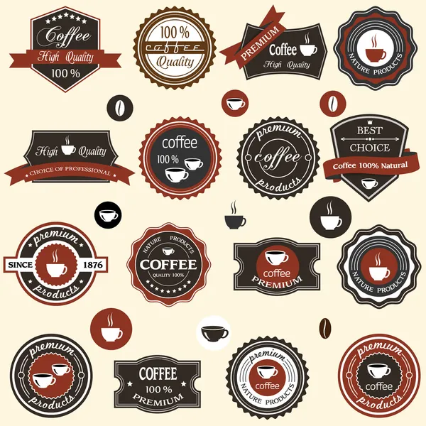 Étiquettes et éléments de café dans un style rétro — Image vectorielle