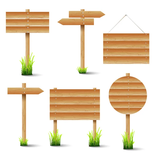 Serie vettoriale di segni in legno — Vettoriale Stock