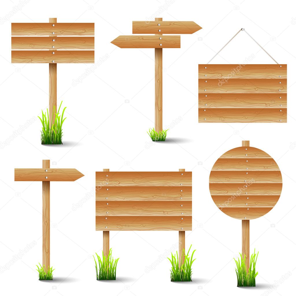 Vector set of wooden signs