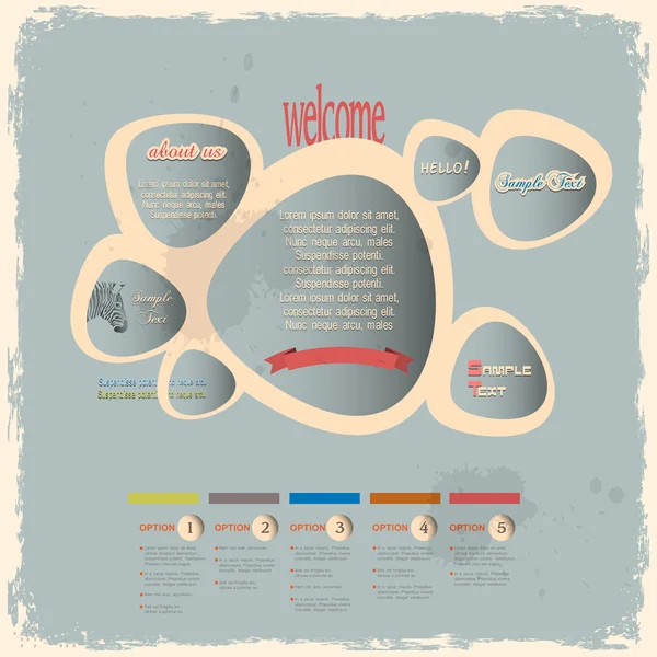 Burbujas creativas de diseño web en estilo vintage — Vector de stock