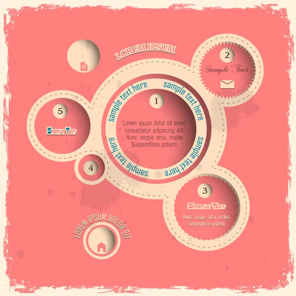 Bolle di web design rosa in stile vintage — Vettoriale Stock