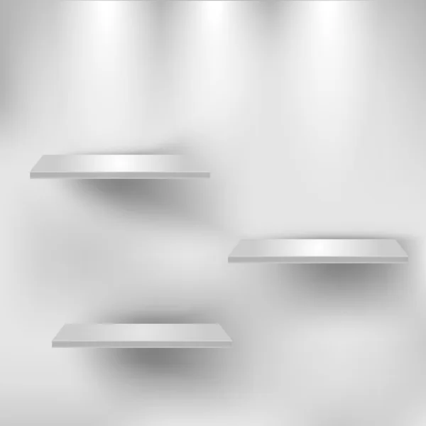 Trois étagères blanches vides — Image vectorielle