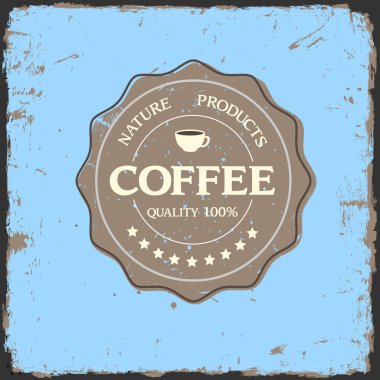 Grunge label quality with coffee cup clipart