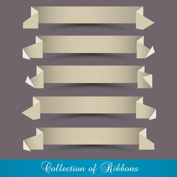 Ensemble vectoriel de rubans-bannières en papier origami — Image vectorielle