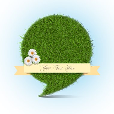 Stylized grass bubble speech with banner for text clipart