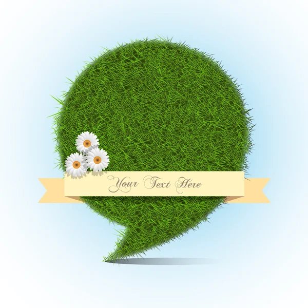 Discours de bulle d'herbe stylisé avec bannière pour le texte — Image vectorielle