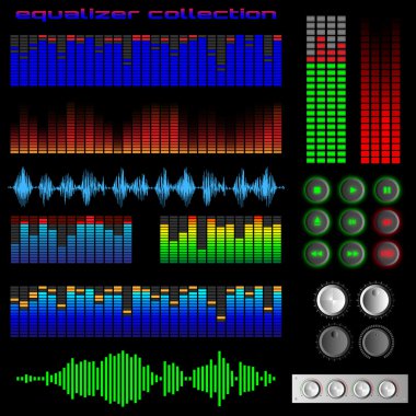 Equalizers and software buttons clipart