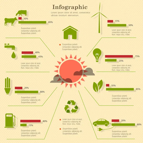 Elementi ecoinfografici — Vettoriale Stock