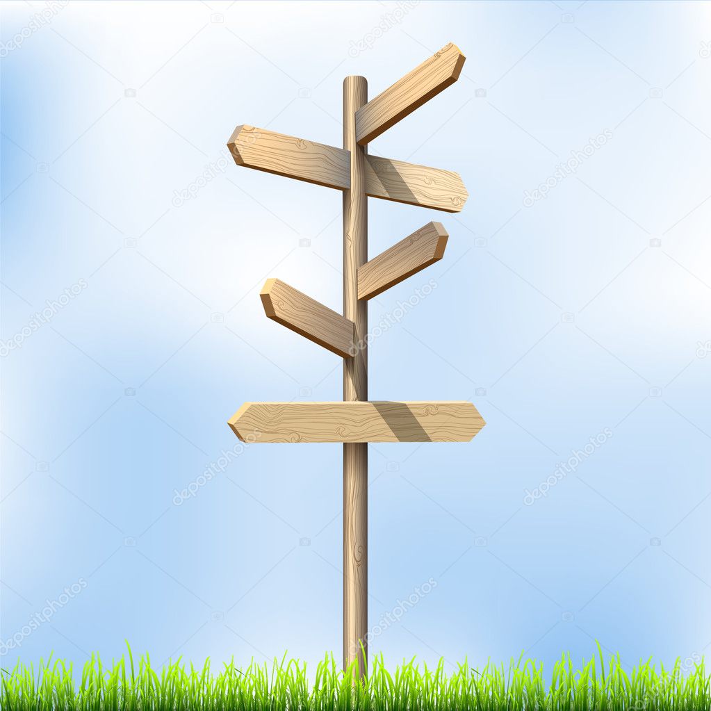 Direction road wooden signs