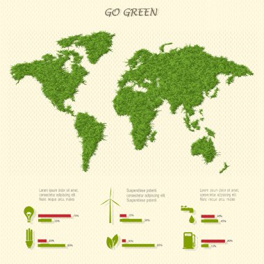 Dünya Haritası Eko Infographic elemanları ile stilize