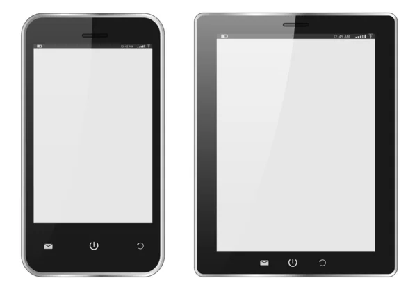 Tablet PC digital realista y teléfono móvil — Vector de stock
