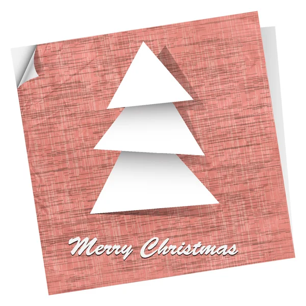 Pink vector postcard with paper christmas tree — Stock Vector
