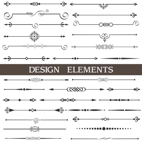 Conjunto vetorial de elementos de design caligráfico e decoração de página — Vetor de Stock