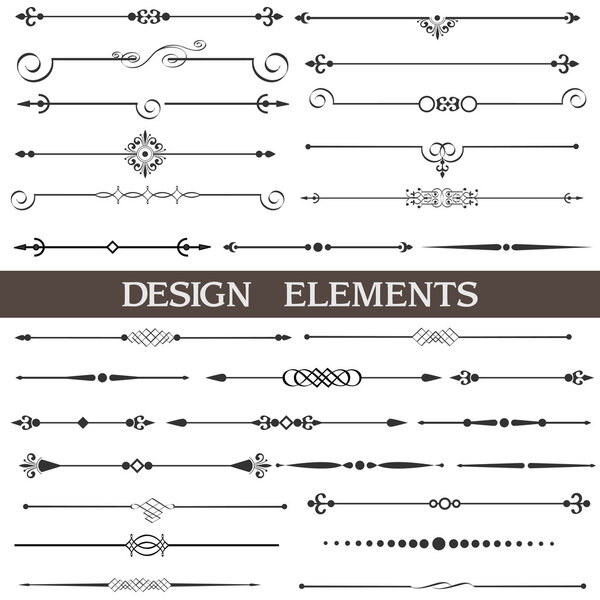 Векторный набор элементов каллиграфического дизайна и декора страницы