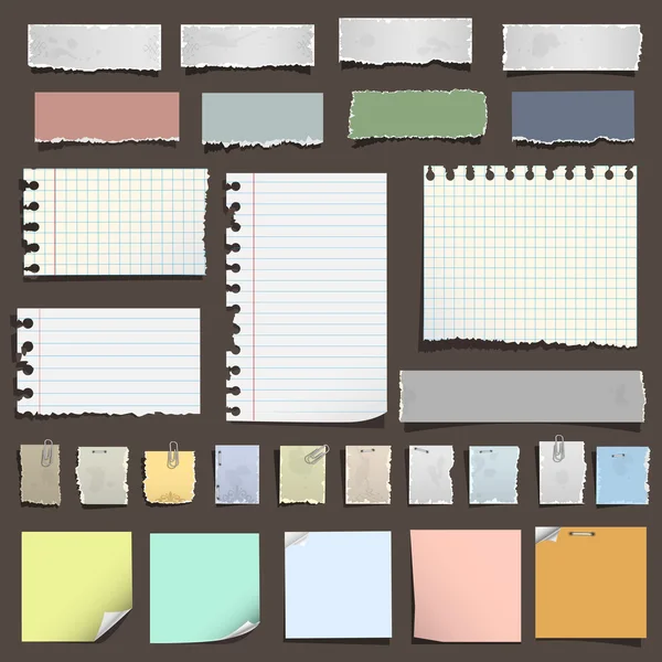 Collection of various notes paper — Stock Vector