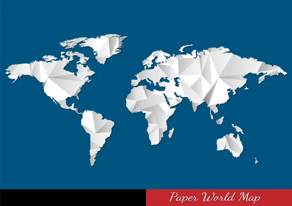 Papier-Weltkarte im Origami-Stil — Stockvektor