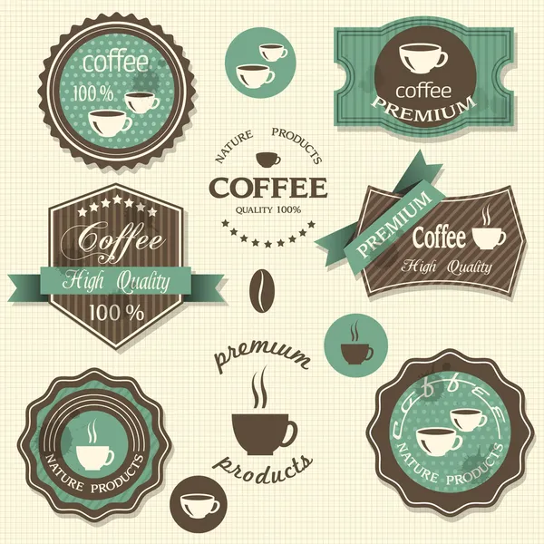 Vektor-Kaffee-Etiketten. Jahrgangsstil — Stockvektor