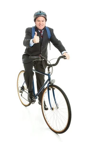 Cykling att arbeta - tummen upp — Stockfoto
