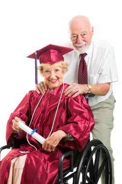 Disabled Senior Graduate and Husband clipart