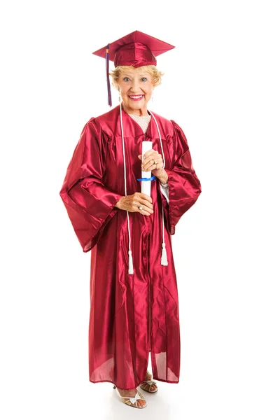 Senior dame afgestudeerden cum laude — Stockfoto