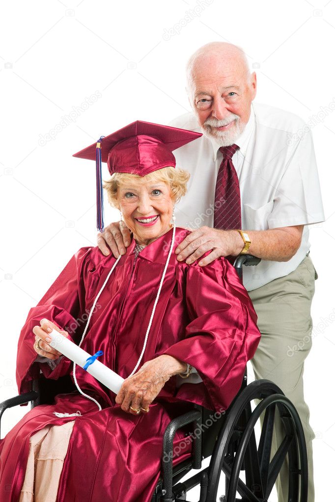 Disabled Senior Graduate and Husband