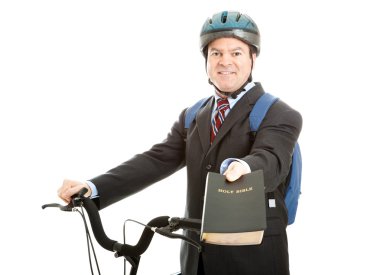 Bicycle Bible Salesman clipart