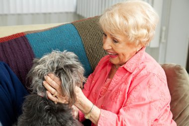 Senior Lady Loves Her Dog clipart