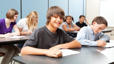 School Kids in Class - Wide Banner clipart